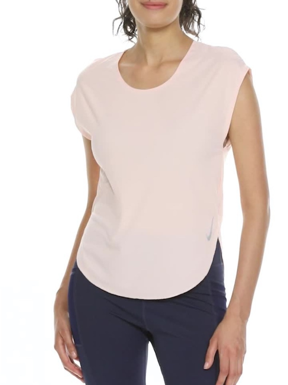 Nike Dri-Fit Curved Hem Sleek Top Pink - Size XS